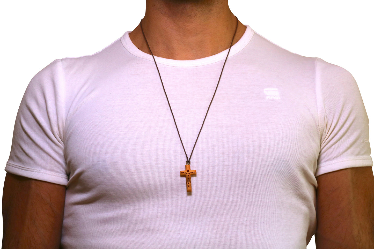 Unique Handmade Olive Wood Cross Necklace, Crafted In Nazareth, Engraved Pendant For Men, Women, Boys & Girls