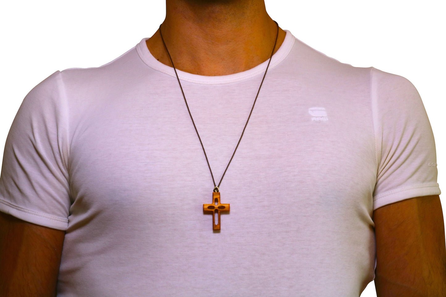 Olive wood cross necklace crucifix handmade in Nazareth For Men, Women, Boys & Girls