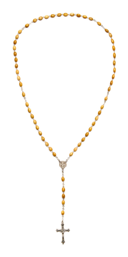 Jerusalem olive wood Rosary cross Pendant necklace handmade in Nazareth