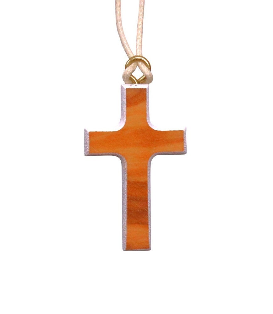 Nazareth Fair Trade Multi Colored Handmade Olive Wood Cross Necklaces - Spiritual Christian Jewelry from Nazareth the Holy Land