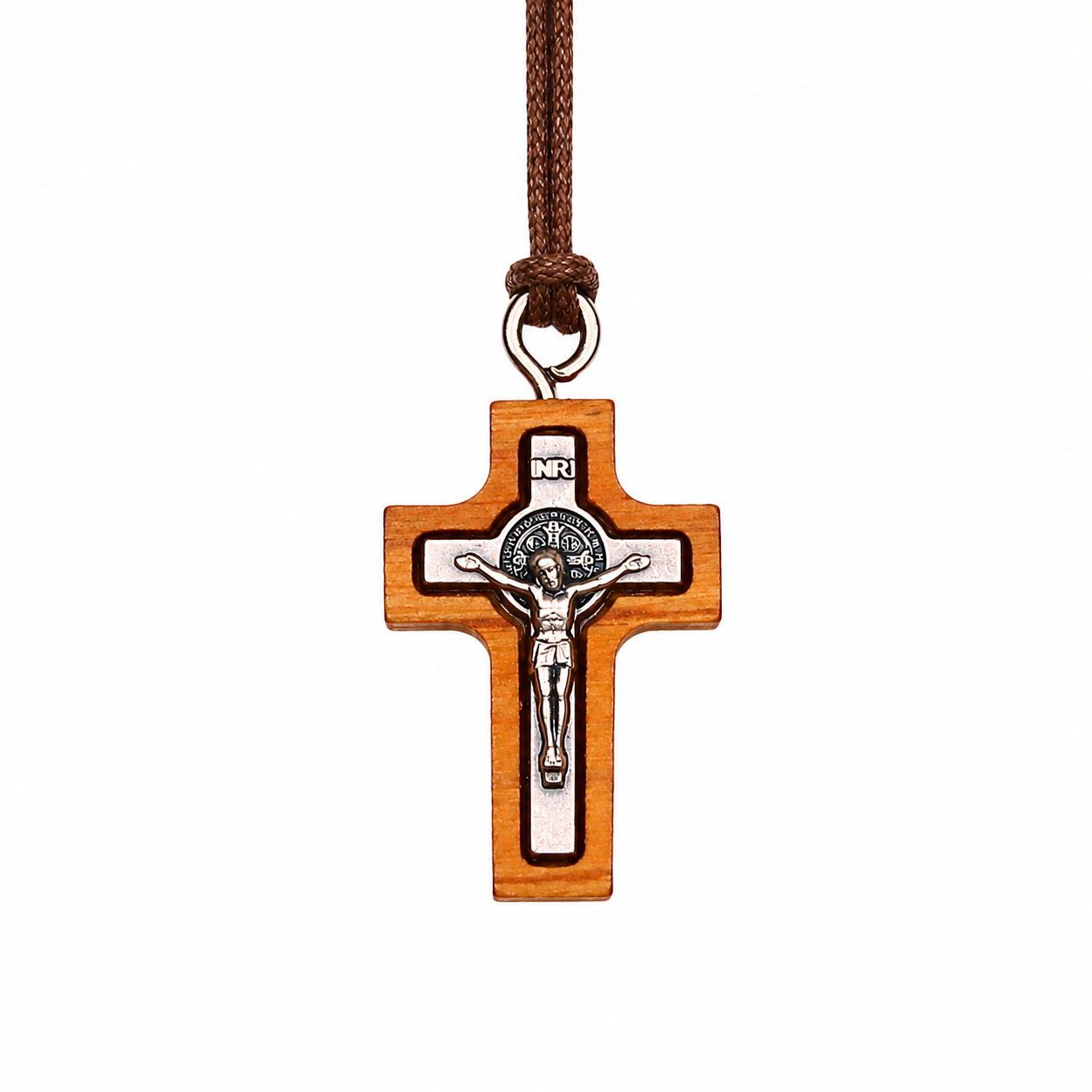 Stillness Olive Wood Crucifix Necklace