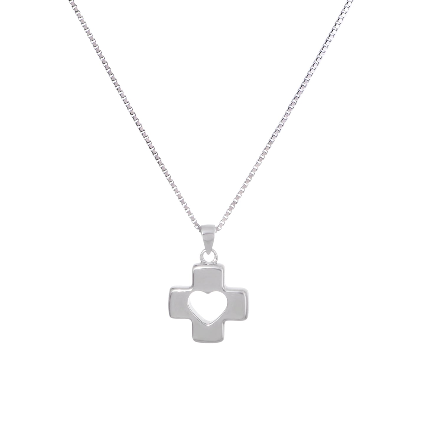 925 Sterling Silver Cross Heart Necklace Ahavah