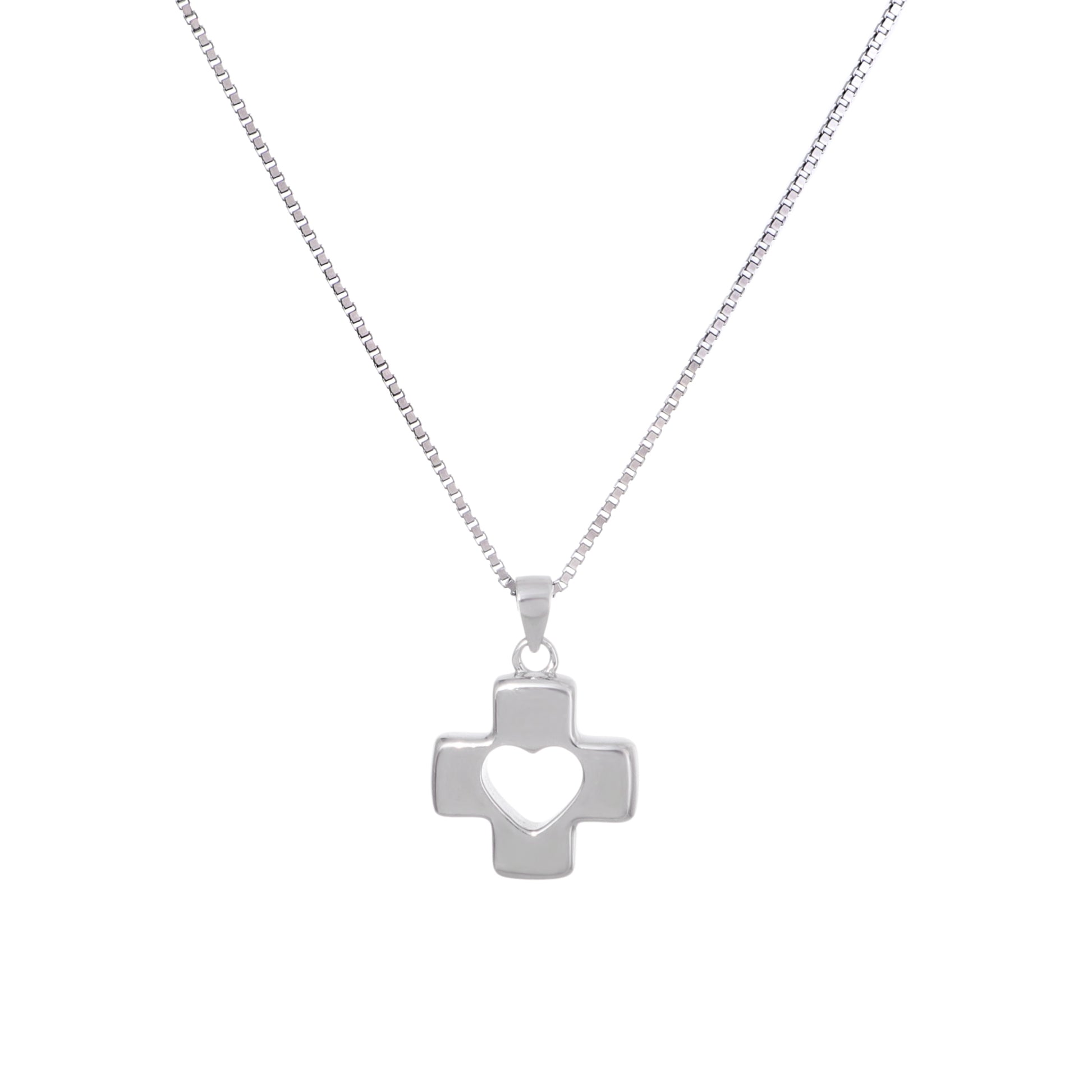 925 Sterling Silver Cross Heart Necklace Ahavah