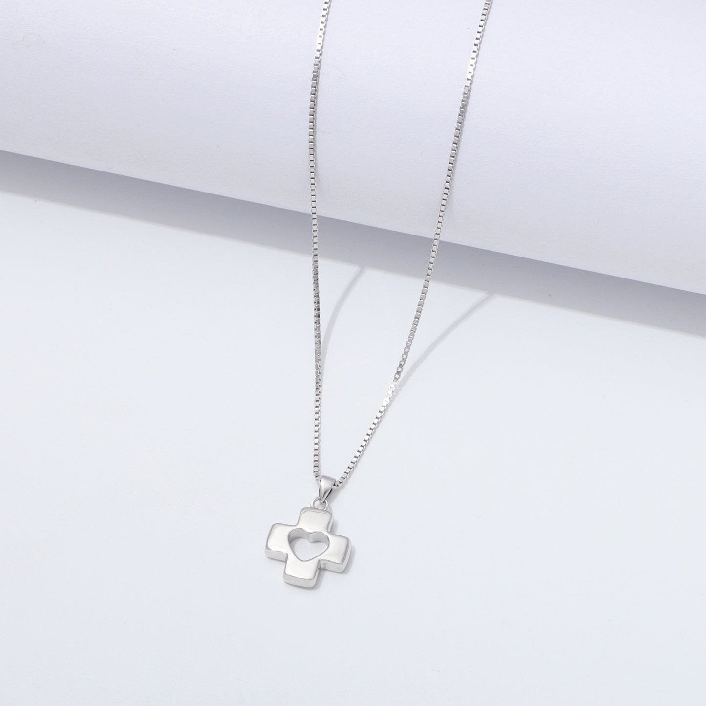 925 Sterling Silver Cross Heart Necklace Ahavah