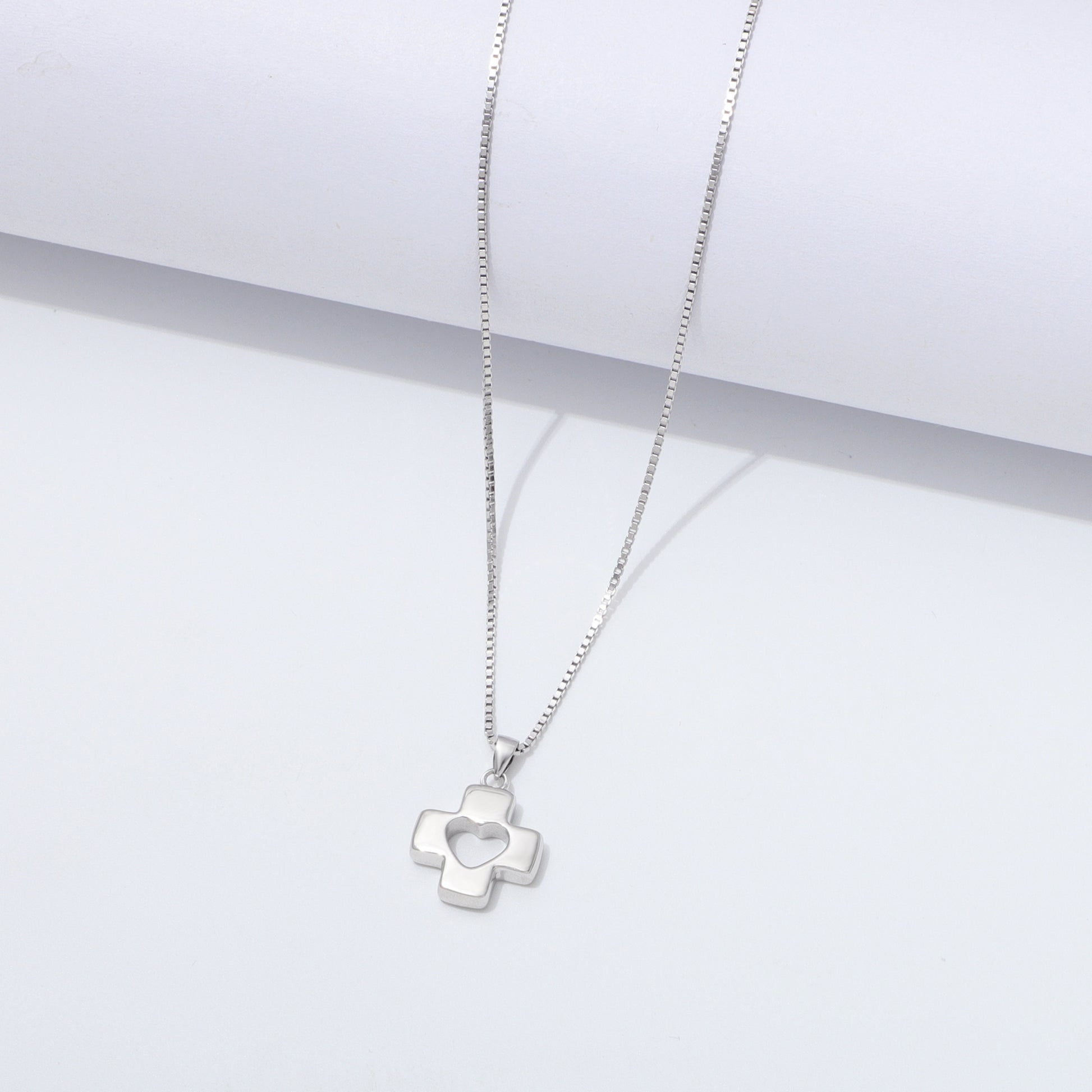 925 Sterling Silver Cross Heart Necklace Ahavah