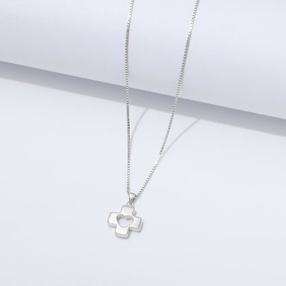 925 Sterling Silver Cross Heart Necklace Ahavah
