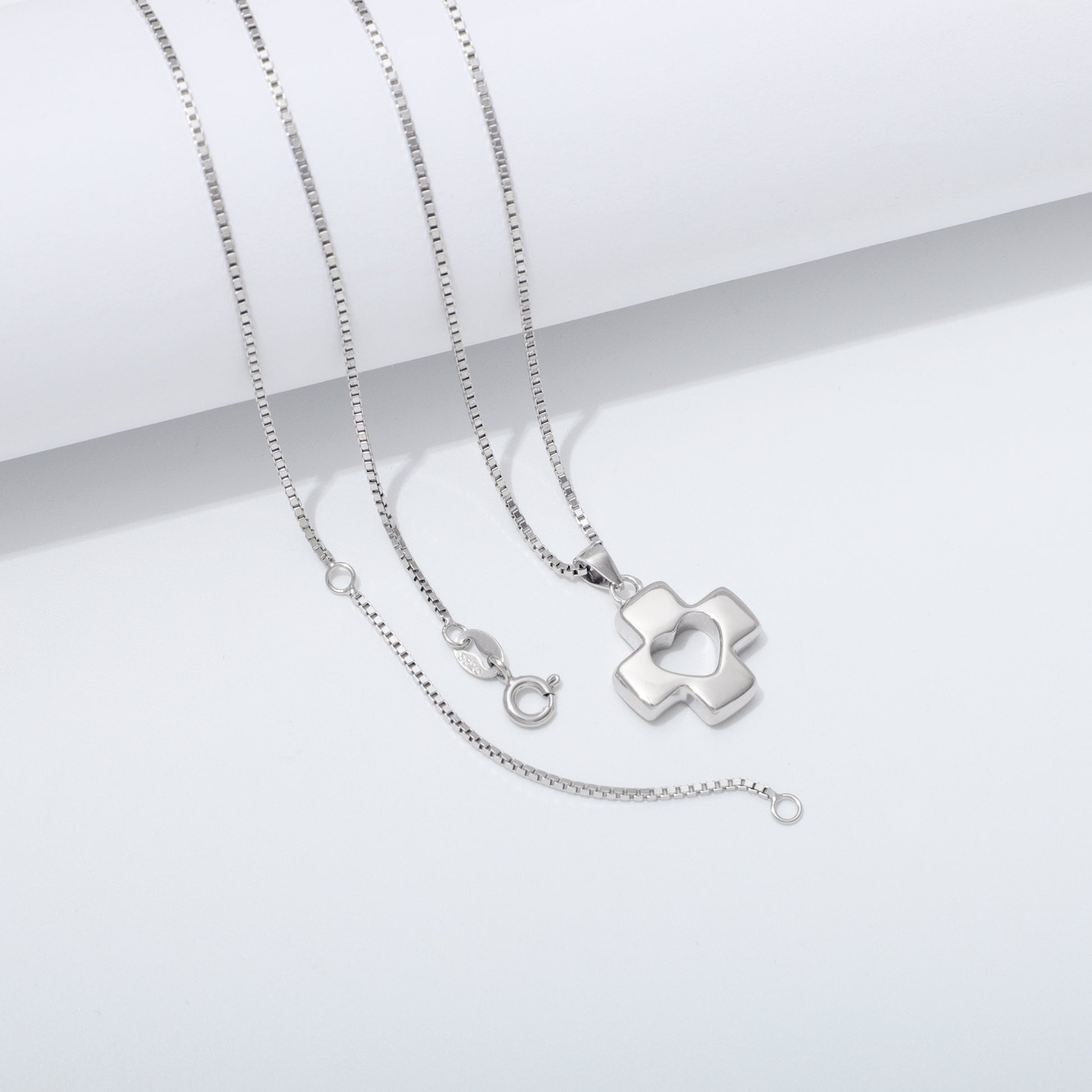 925 Sterling Silver Cross Heart Necklace Ahavah