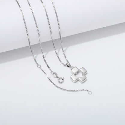 925 Sterling Silver Cross Heart Necklace Ahavah