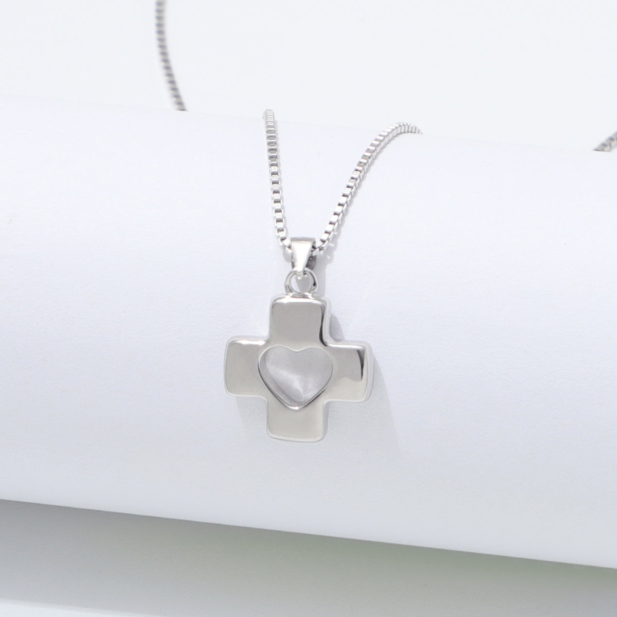 925 Sterling Silver Cross Heart Necklace Ahavah