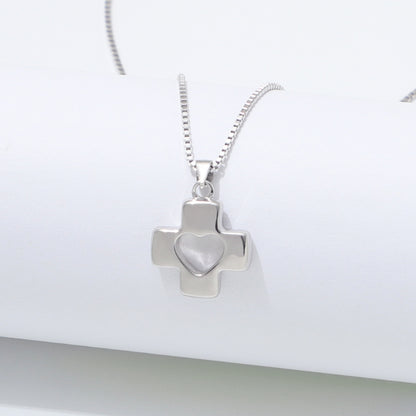 925 Sterling Silver Cross Heart Necklace Ahavah