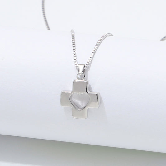 925 Sterling Silver Cross Heart Necklace Ahavah