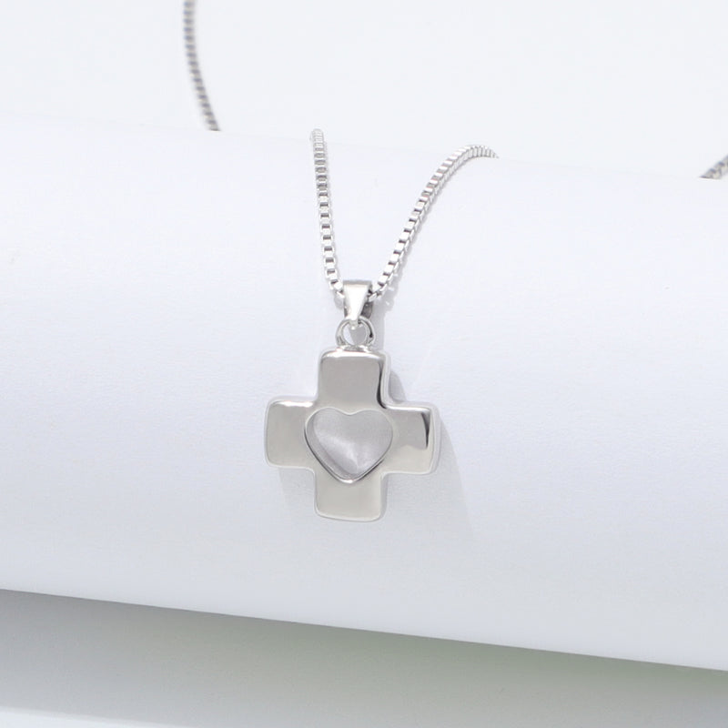 925 Sterling Silver Cross Heart Necklace Ahavah