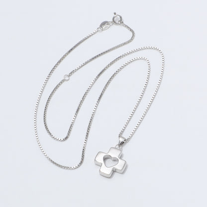 925 Sterling Silver Cross Heart Necklace Ahavah