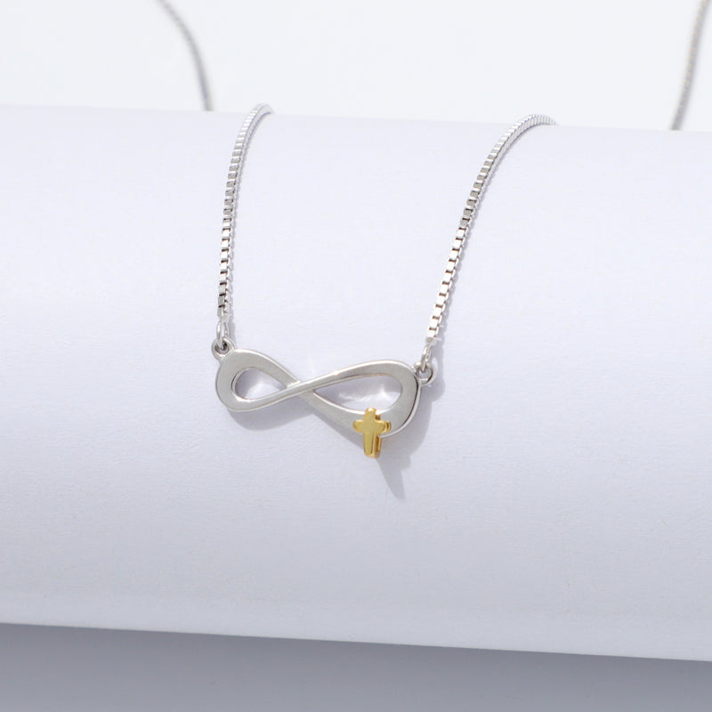 925 Sterling Silver Infinity Cross Necklace