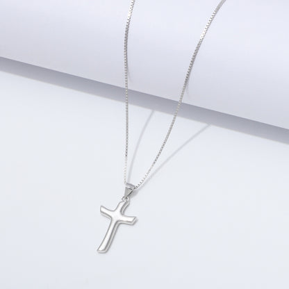 925 Sterling Silver Flow Cross Necklace On a White Background