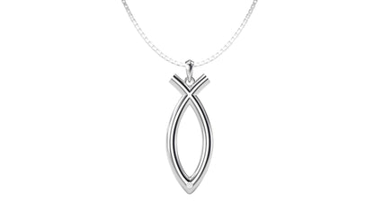 925 Sterling Silver Ichthus Fish Necklace Main