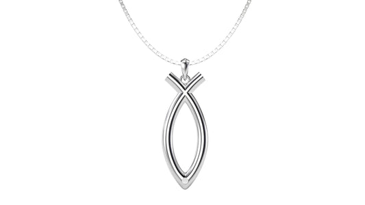 925 Sterling Silver Ichthus Fish Necklace Main