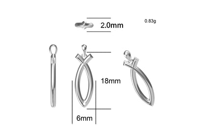 925 Sterling Silver Ichthus Fish Necklace Measurements