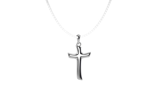 925 Sterling Silver Wavy Cross Necklace Close Up
