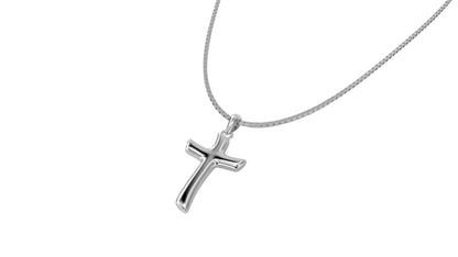925 Sterling Silver Wavy Cross Necklace Close Up Third