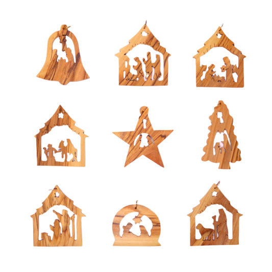 Olive Wood Nativity Ornament Collection