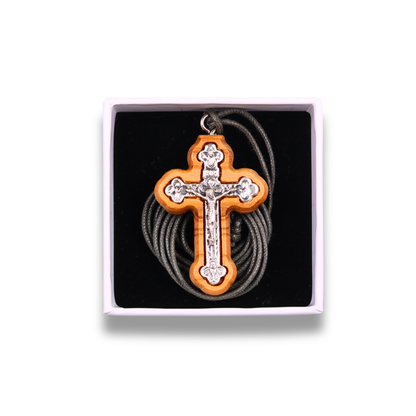 Anamnesis Olive Wood Crucifix Necklace In Gift Box