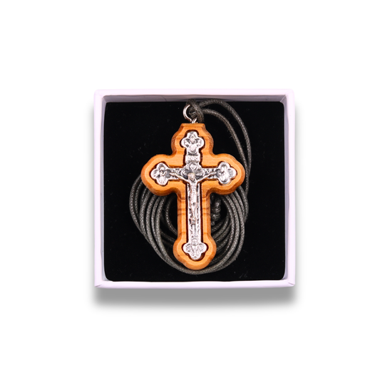 Anamnesis Olive Wood Crucifix Necklace In Gift Box