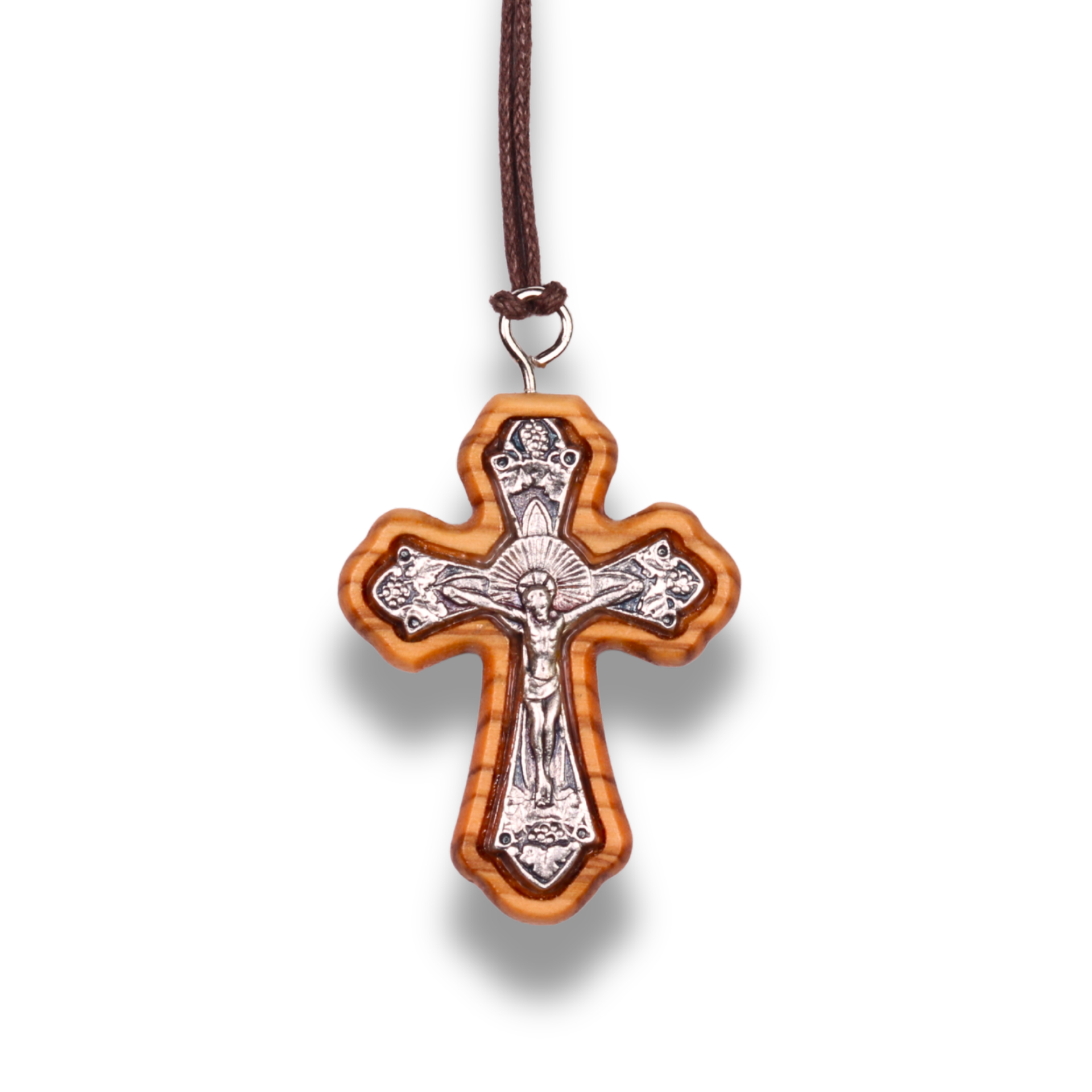 Anglican Crucifix Necklace - Handcrafted Olive Wood Jewelry