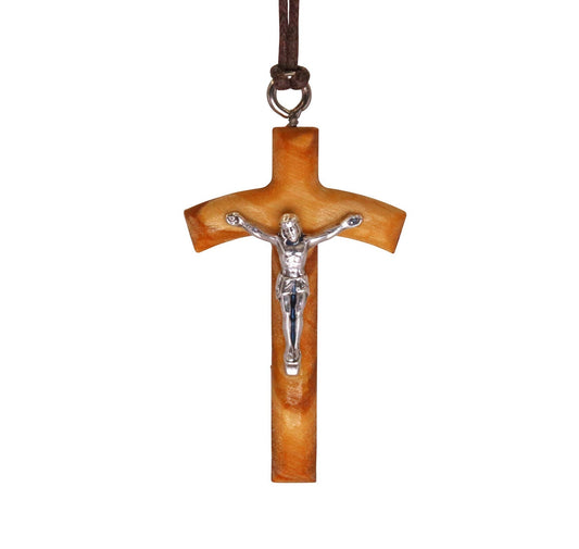 Arc of Reverence Olive Wood Crucifix Close Up