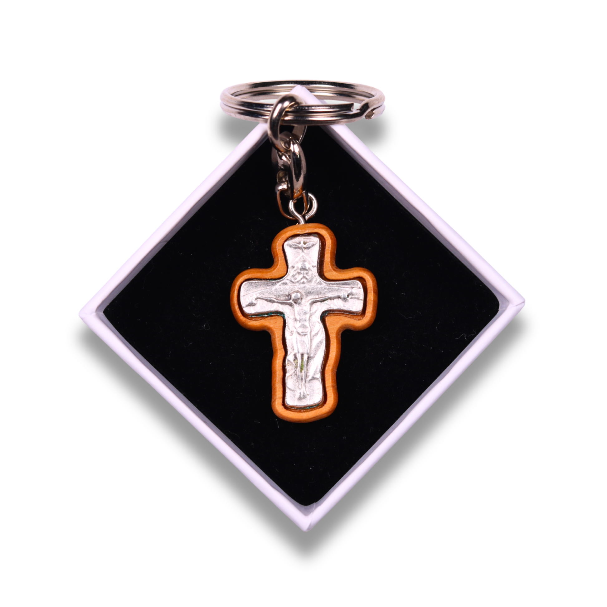 Ascetics Olive Wood Crucifix Keychain In Gift Box