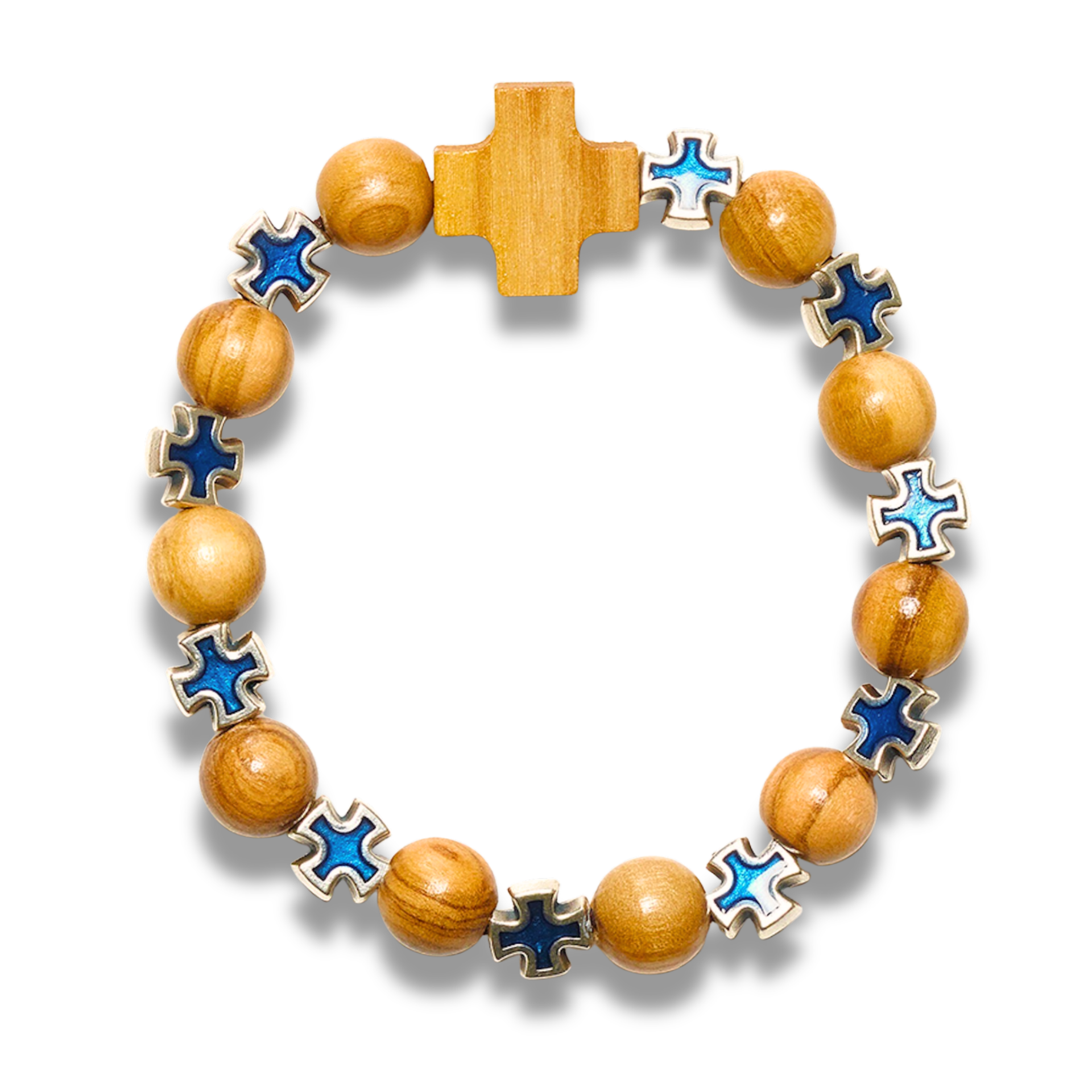Beaded Colored Cross Bracelet | Handcrafted Olive Wood Jewelry