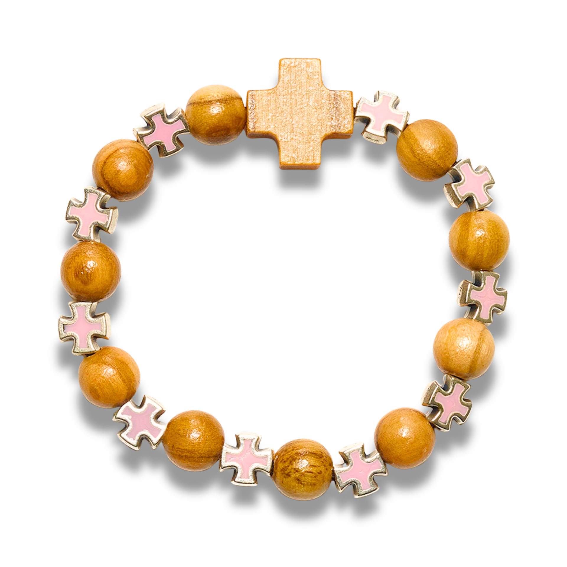 Beaded Colored Cross Bracelet | Handcrafted Olive Wood Jewelry