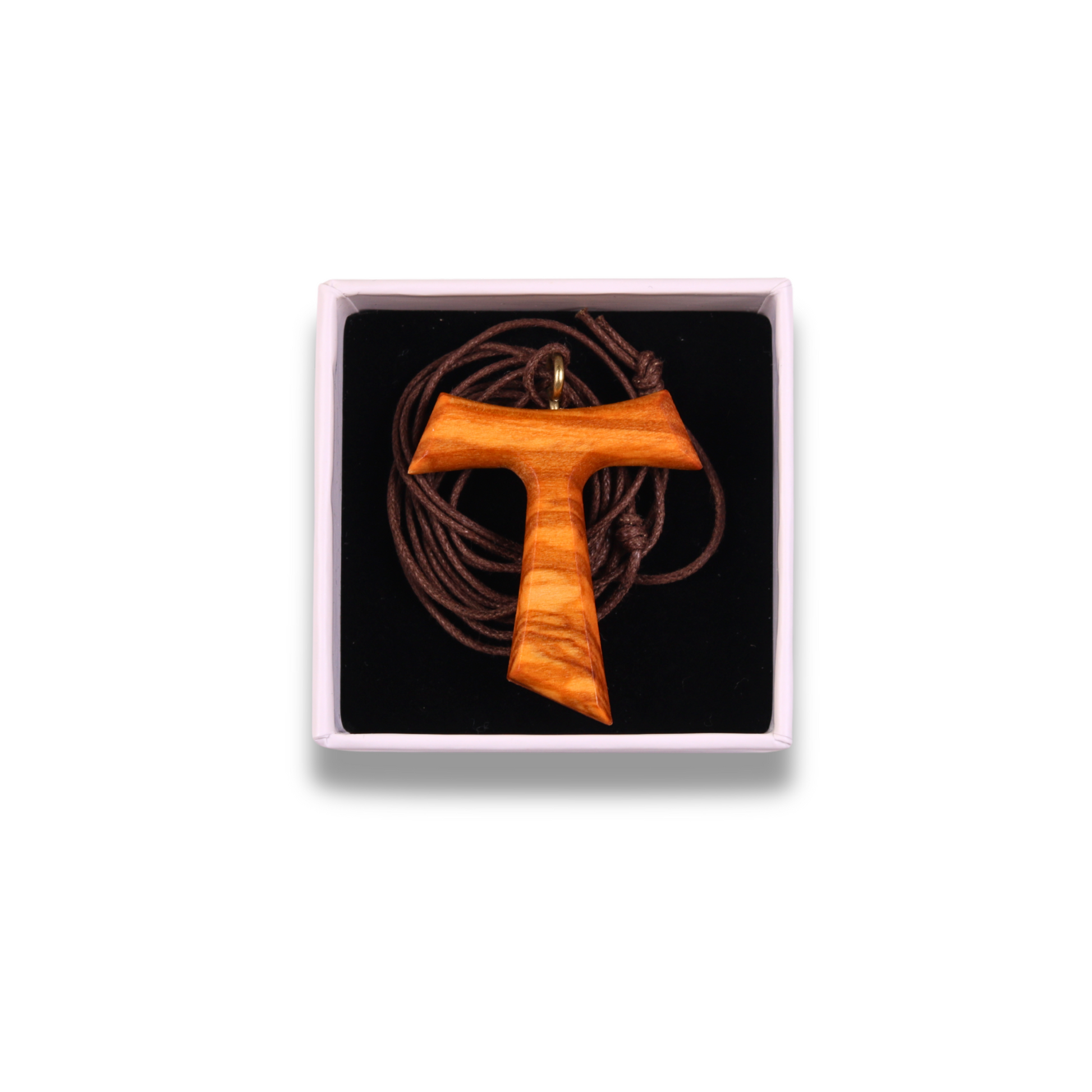 Berith Olive Wood Tau Cross Necklace In Gift Box