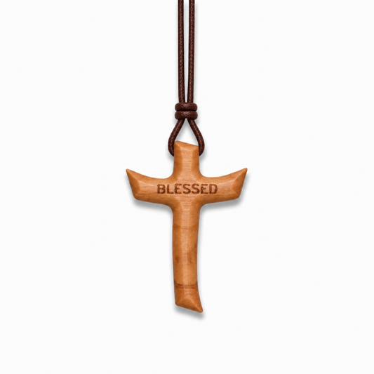 Blessed Olive Wood Cross Necklace