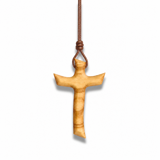 Charming Olive Wood Cross Necklace
