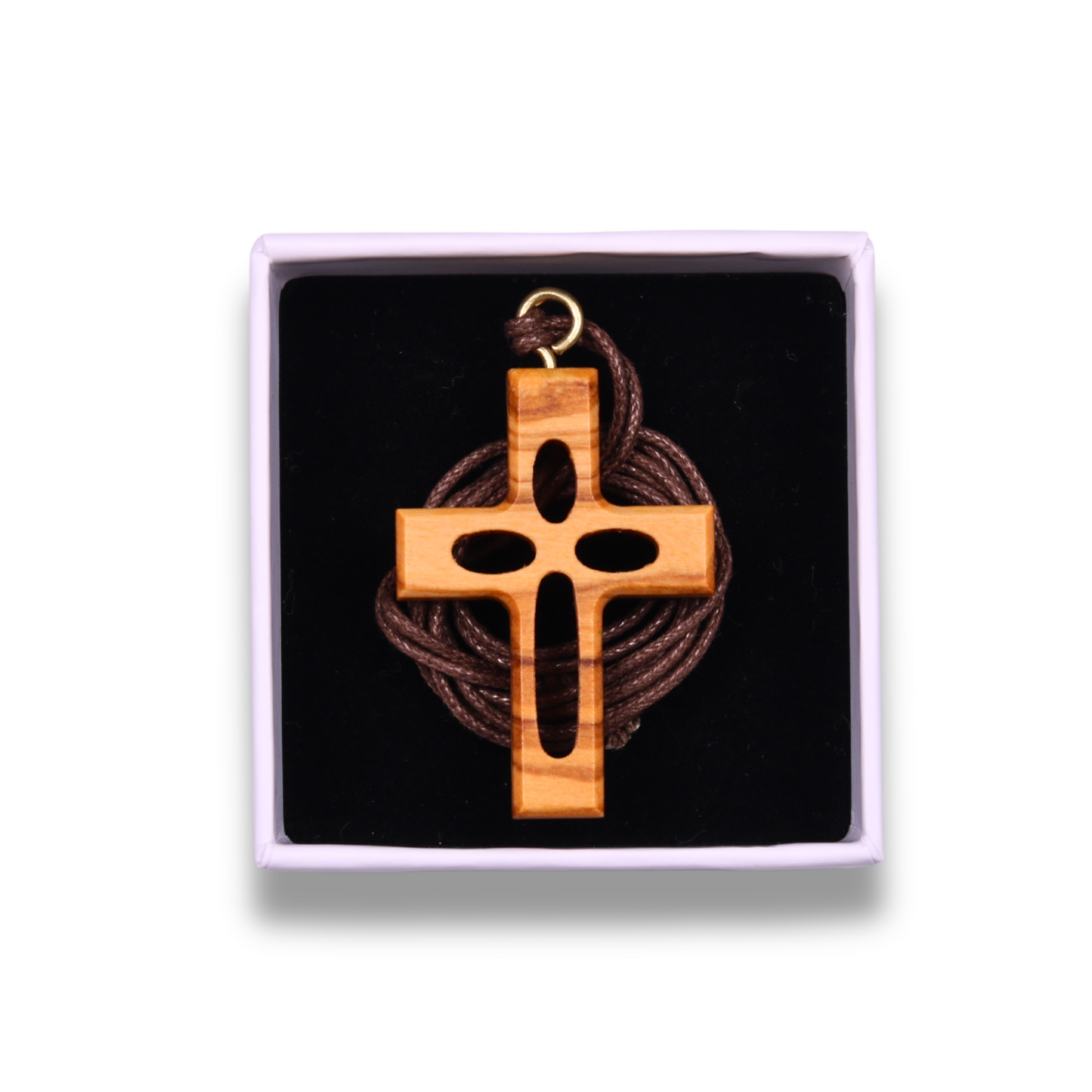 Clarus Olive Wood Crucifix Necklace In Gift Box