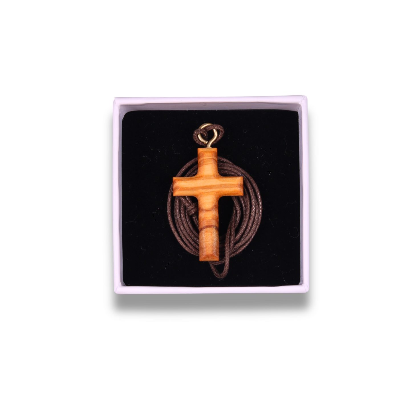 Classic Olive Wooden Cross Necklace In Gift Box
