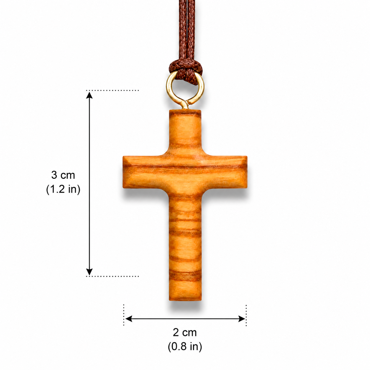 Classic Olive Wooden Cross Necklace close up