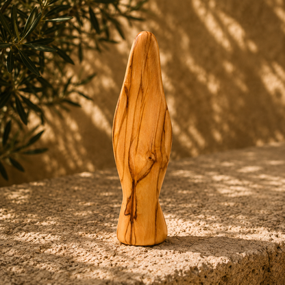 Olive Wood Comforting Mary Hand-Held Statue