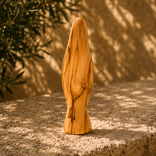 Olive Wood Comforting Mary Hand-Held Statue