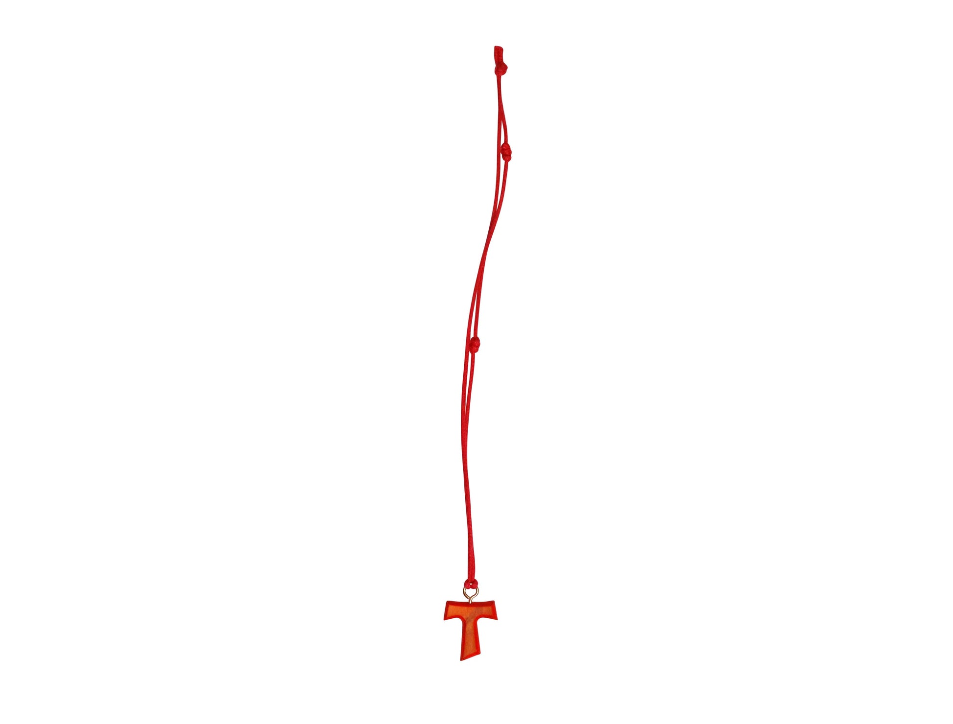 Crimson Love Olive Wood Tau Cross Necklace Full Length