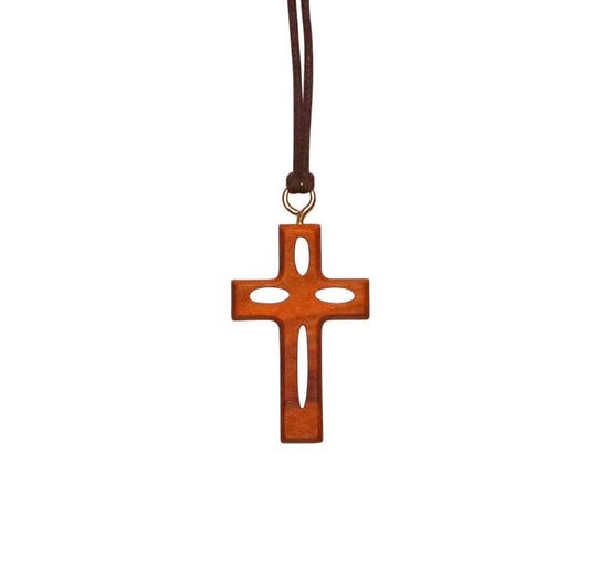 "Divine Whisper" Olive Wood Cross Pendant