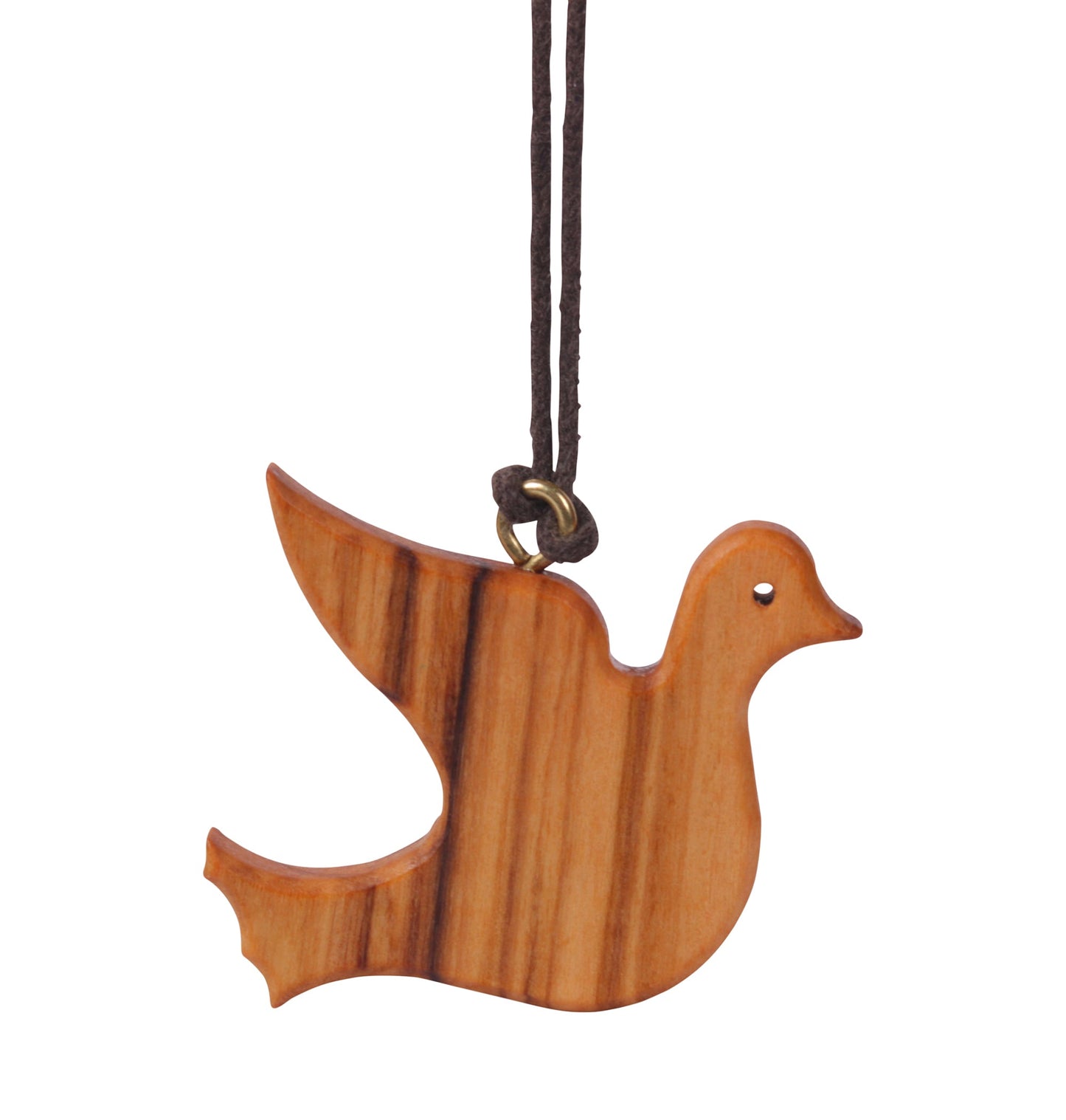 Handcrafted Olive Wood Dove Pendant from Nazareth Fair Trade.