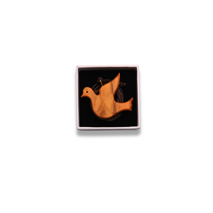 Olive Wood Dove Pendant Necklace in gift box