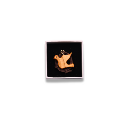 Olive Wood Dove Pendant Necklace in gift box