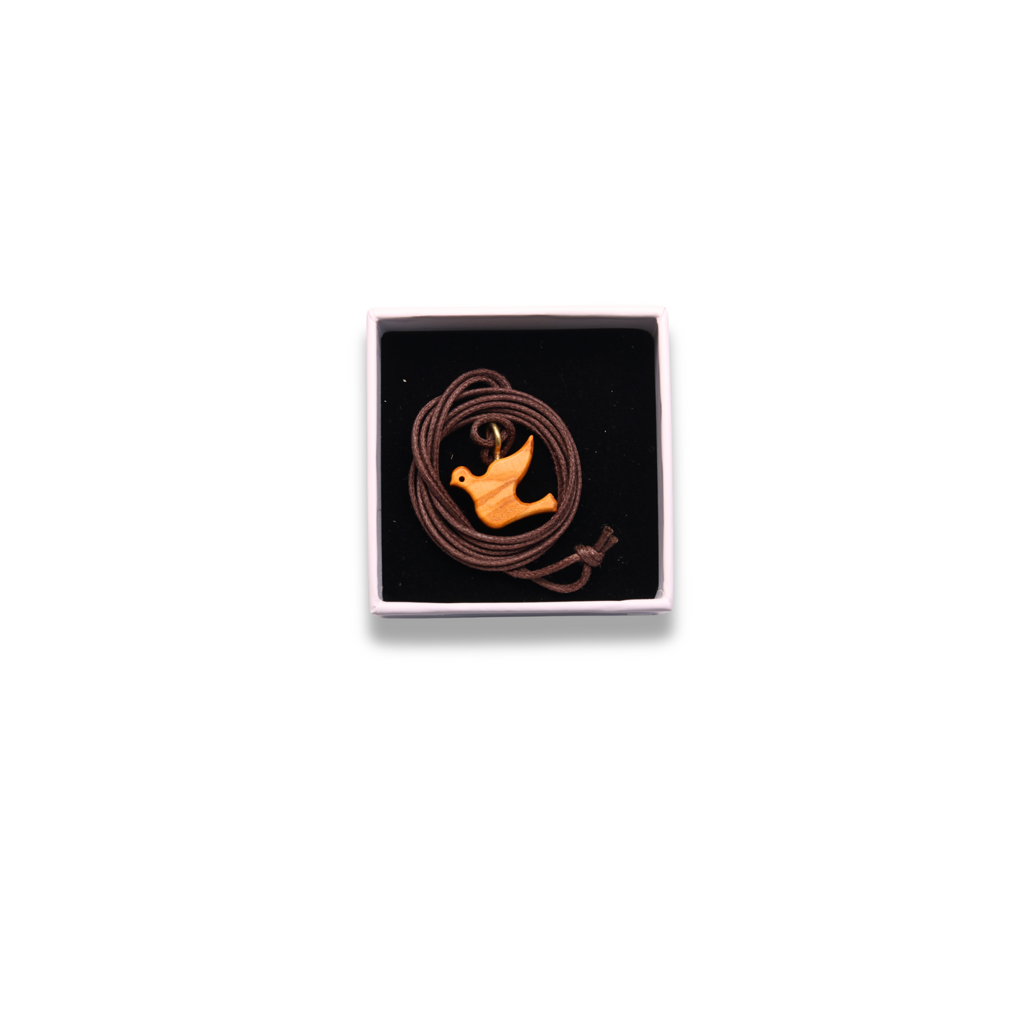Olive Wood Dove Pendant Necklace in gift box