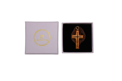 Dual Essence Olive Wood Cross Necklace in Gift Box