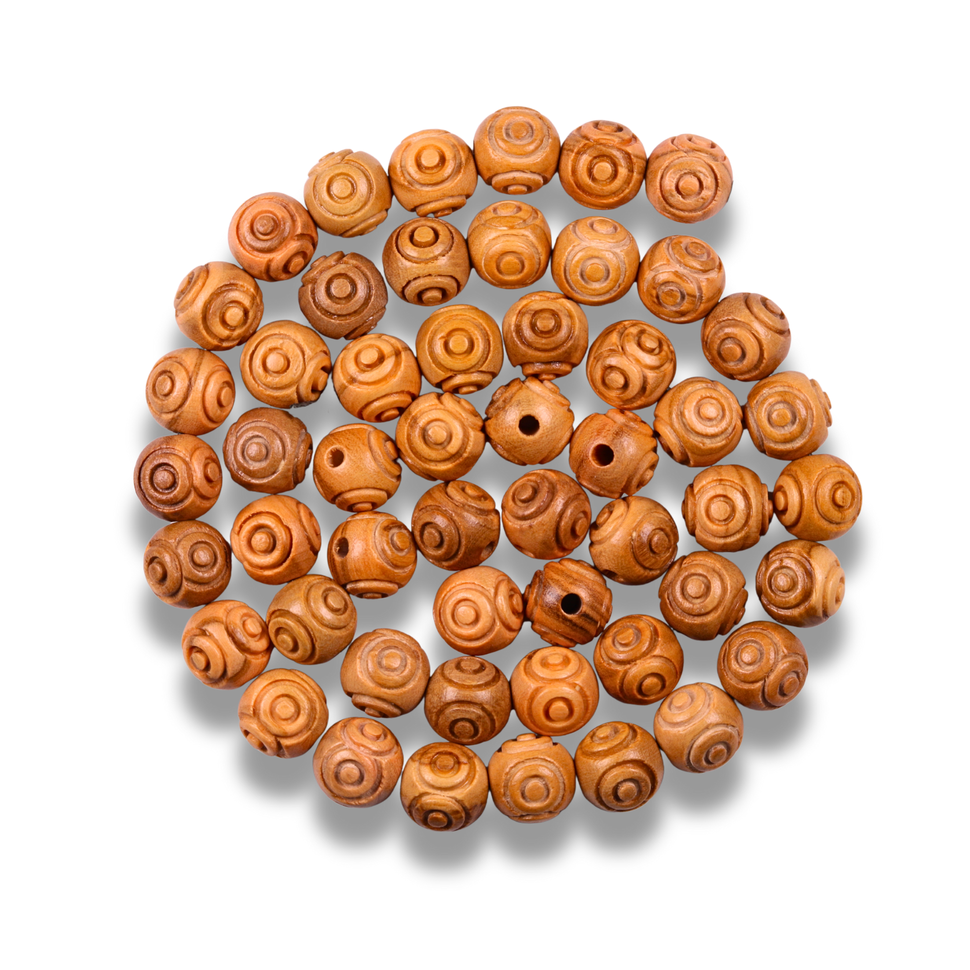 Engraved Round Olive Wood Beads