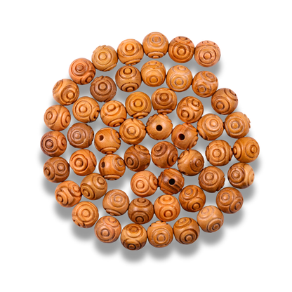 Engraved Round Olive Wood Beads