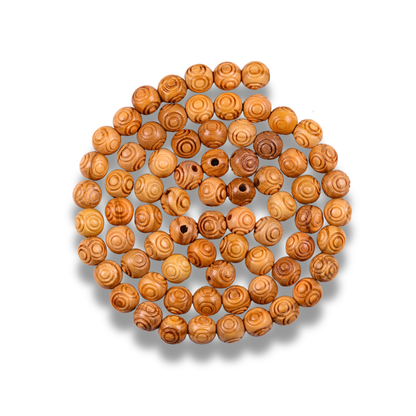 Engraved Round Olive Wood Beads